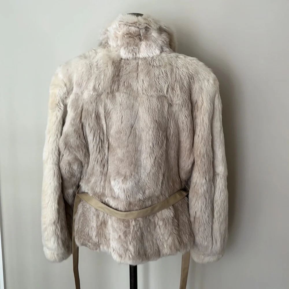 Winter White and Light Taupe Rabbit Coat - Picture 9 of 13